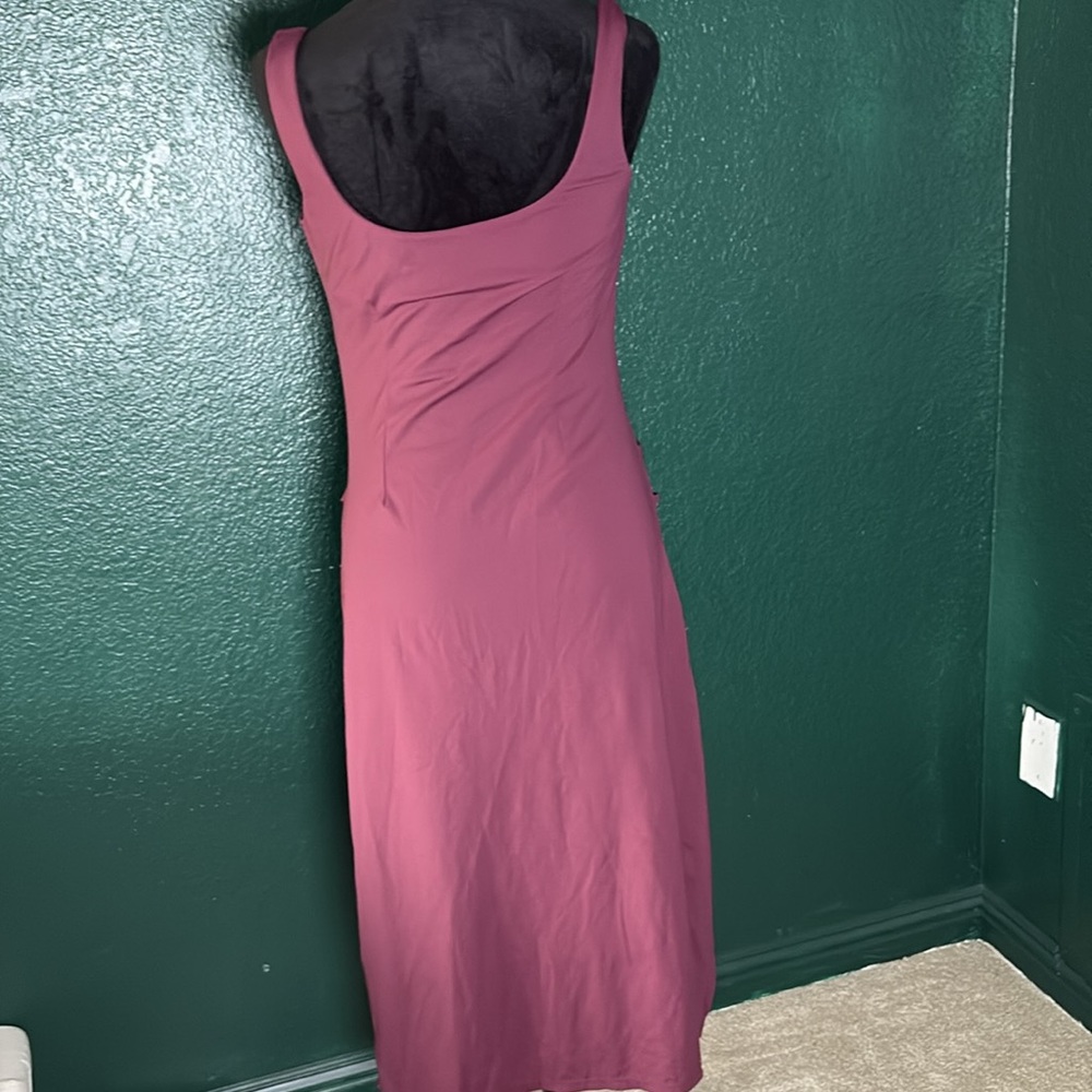 Halara Ruched Midi Dress Mauve Size M Sleeveless Slit Y2K TikTok Viral - Picture 4 of 4